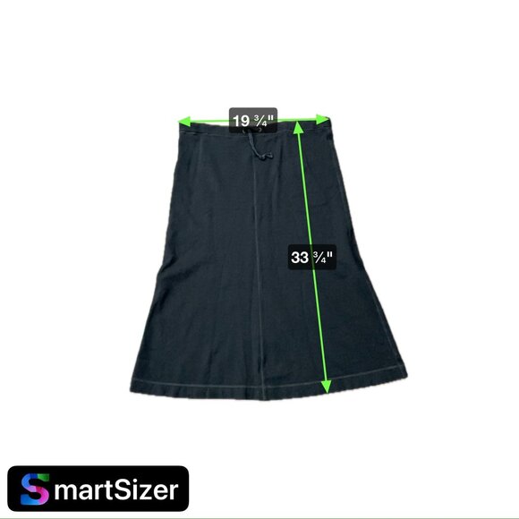 DeRoo Womens Black Midi Stretch Drawstring Skirt SZ Large - Picture 7 of 9